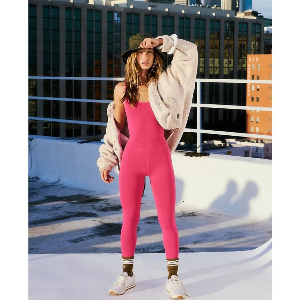 NWOT Free People Movement Good Karma Onesie In Berry